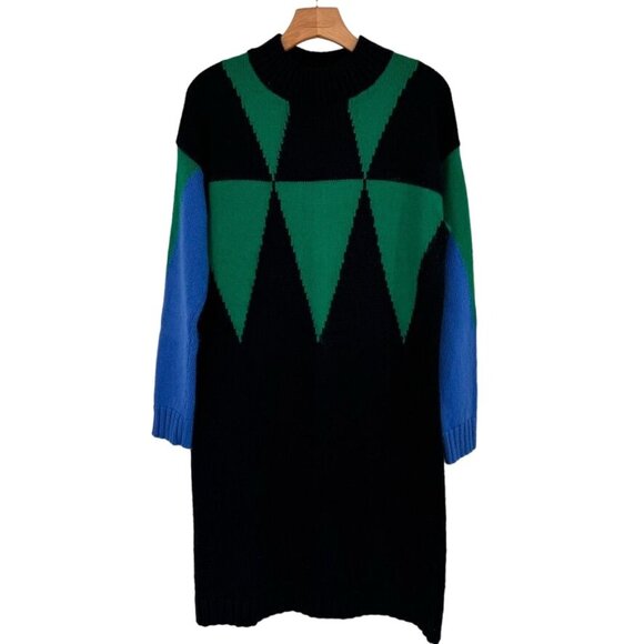 Etcetera Womens  Green Geometric Sweater Dress size large cotton blend - Picture 2 of 13